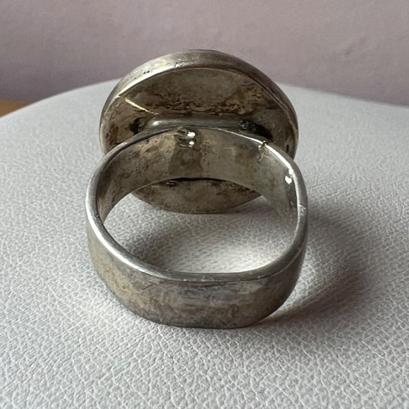 VINTAGE DESIGNER J.LEE JESSICA LEE 925SS CERAMIC FLOWER PAINTING RING HALLMARKED - Picture 10 of 16